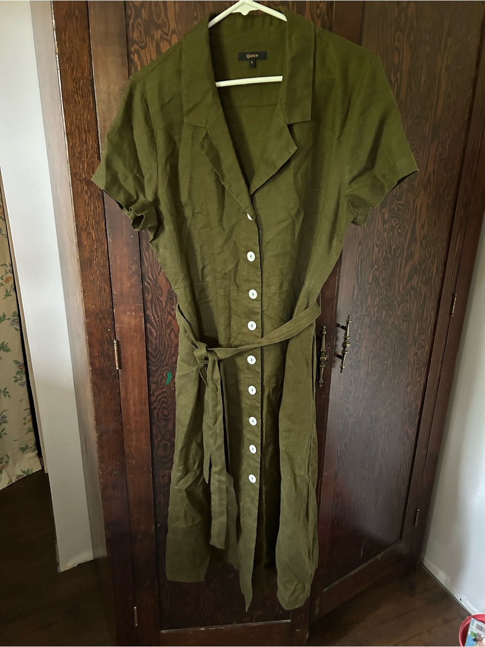 Quince Button Front Linen Shirt Dress